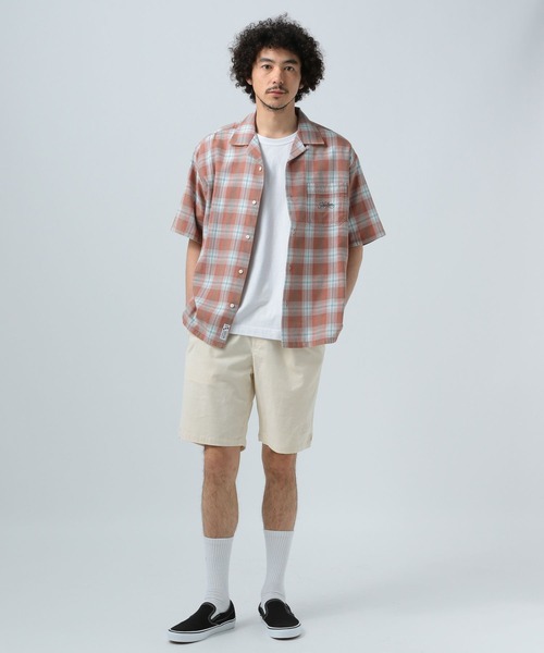 BAYFLOW（ベイフロー）の「[ヴィンテージライク] オープンカラー半袖チェックシャツ（シャツ/ブラウス・メンズ・グリーン/ブルー/ブラック/レッド・MEDIUM/LARGE）」の10枚目の写真