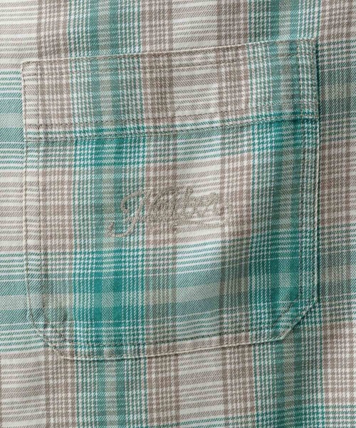 BAYFLOW（ベイフロー）の「[ヴィンテージライク] オープンカラー半袖チェックシャツ（シャツ/ブラウス・メンズ・グリーン/ブルー/ブラック/レッド・MEDIUM/LARGE）」の13枚目の写真