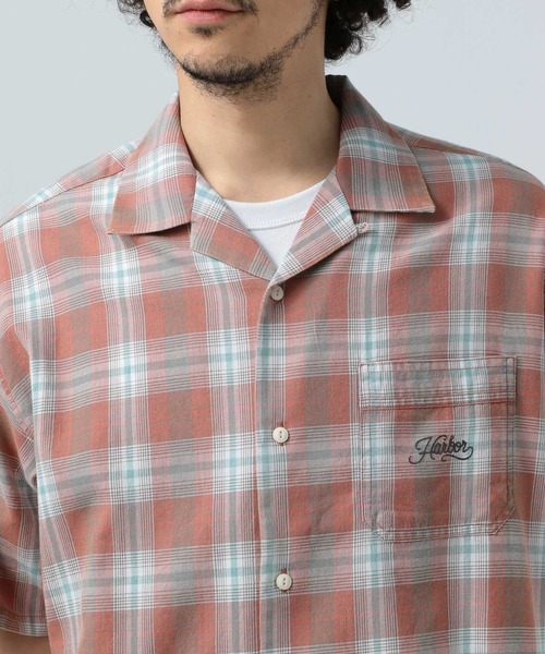 BAYFLOW（ベイフロー）の「[ヴィンテージライク] オープンカラー半袖チェックシャツ（シャツ/ブラウス・メンズ・グリーン/ブルー/ブラック/レッド・MEDIUM/LARGE）」の20枚目の写真