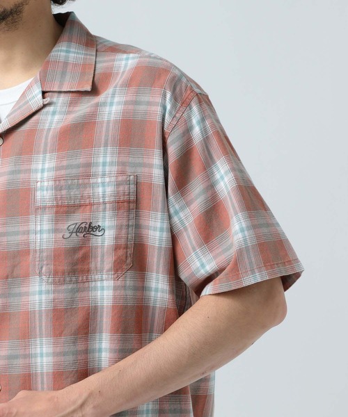 BAYFLOW（ベイフロー）の「[ヴィンテージライク] オープンカラー半袖チェックシャツ（シャツ/ブラウス・メンズ・グリーン/ブルー/ブラック/レッド・MEDIUM/LARGE）」の21枚目の写真