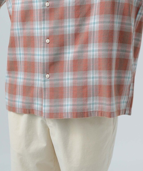 BAYFLOW（ベイフロー）の「[ヴィンテージライク] オープンカラー半袖チェックシャツ（シャツ/ブラウス・メンズ・グリーン/ブルー/ブラック/レッド・MEDIUM/LARGE）」の5枚目の写真