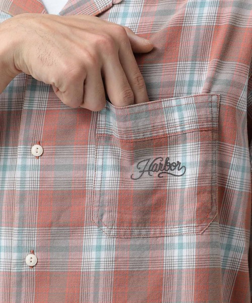 BAYFLOW（ベイフロー）の「[ヴィンテージライク] オープンカラー半袖チェックシャツ（シャツ/ブラウス・メンズ・グリーン/ブルー/ブラック/レッド・MEDIUM/LARGE）」の6枚目の写真