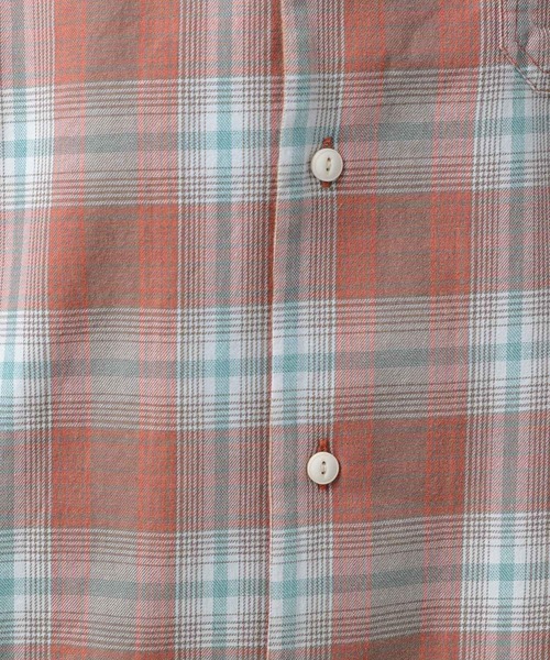 BAYFLOW（ベイフロー）の「[ヴィンテージライク] オープンカラー半袖チェックシャツ（シャツ/ブラウス・メンズ・グリーン/ブルー/ブラック/レッド・MEDIUM/LARGE）」の7枚目の写真