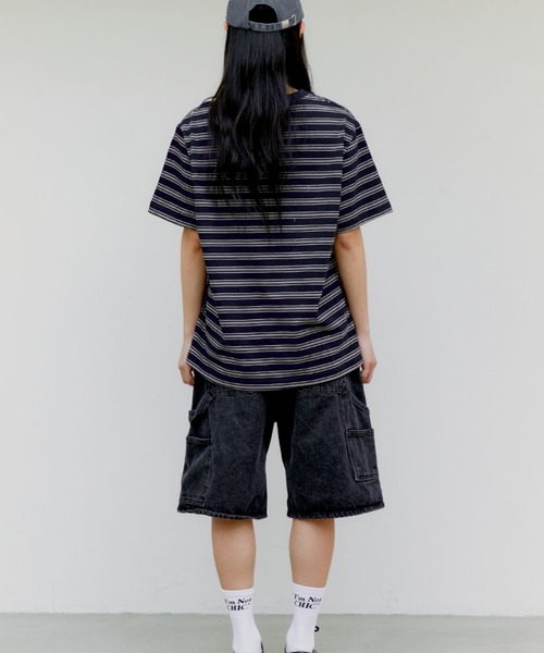 ALAND（エーランド）の「【UNISEX】ALAND／AロゴボーダーT（Tシャツ/カットソー・レディース・アイボリー/グレー/ネイビー・MEDIUM/LARGE）」の5枚目の写真