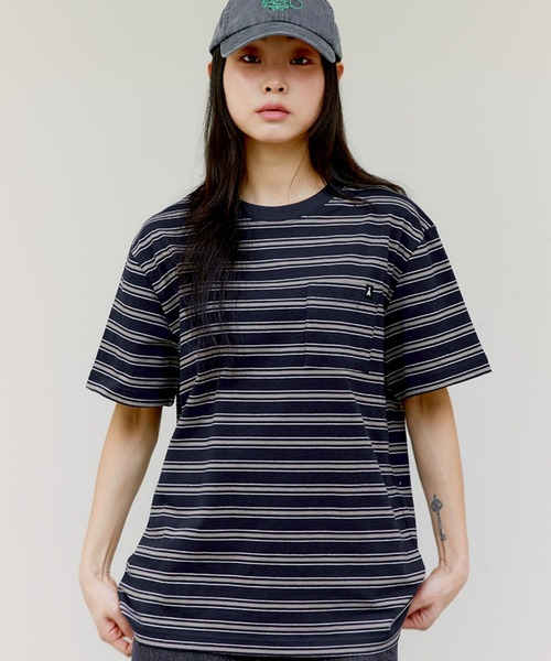 ALAND（エーランド）の「【UNISEX】ALAND／AロゴボーダーT（Tシャツ/カットソー・レディース・アイボリー/グレー/ネイビー・MEDIUM/LARGE）」の6枚目の写真