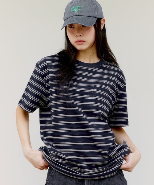 ALAND（エーランド）の「【UNISEX】ALAND／AロゴボーダーT（Tシャツ/カットソー・レディース・アイボリー/グレー/ネイビー・MEDIUM/LARGE）」の7枚目の写真