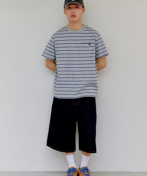 ALAND（エーランド）の「【UNISEX】ALAND／AロゴボーダーT（Tシャツ/カットソー・レディース・アイボリー/グレー/ネイビー・MEDIUM/LARGE）」の8枚目の写真