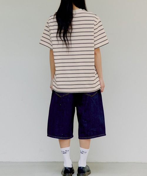 ALAND（エーランド）の「【UNISEX】ALAND／AロゴボーダーT（Tシャツ/カットソー・レディース・アイボリー/グレー/ネイビー・MEDIUM/LARGE）」の12枚目の写真