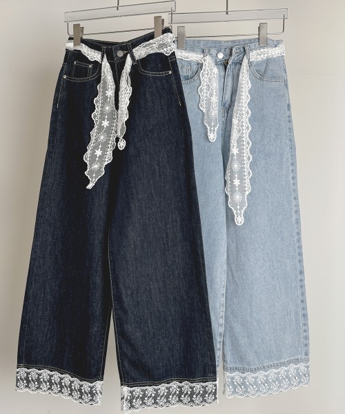 【専用品】PT01 HALF BREED デニム　パンツ　XL相当　52 デニムパンツ レディース ワイドパンツ 大きいサイズM〜XXL