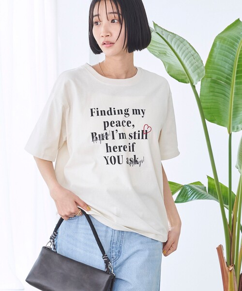 coen(コーエン)の「SunnySports(サニースポーツ)別注ハートモチーフプリントTシャツ(Tシャツ/カットソー・レディース・ナチュラル/ダークグレー/オレンジ/オフホワイト・M/L)」の3枚目の写真