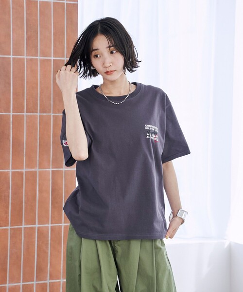 coen(コーエン)の「SunnySports(サニースポーツ)別注ハートモチーフプリントTシャツ(Tシャツ/カットソー・レディース・ナチュラル/ダークグレー/オレンジ/オフホワイト・M/L)」の10枚目の写真
