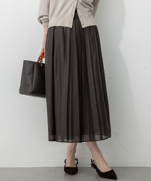 【洗える】ソフトシアーフィルム タック スカート