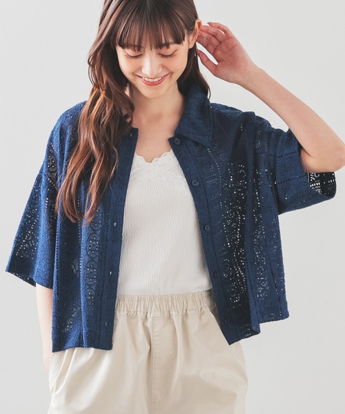 Honeys(ハニーズ)の「レースシャツ(カーディガン/ボレロ・レディース・アイボリー/ブラック/ブルー/ホワイト/オレンジ・L/LL/M/S)」の4枚目の写真