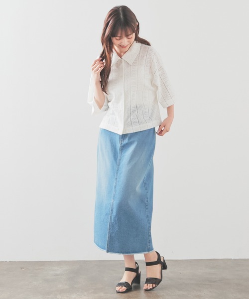 Honeys(ハニーズ)の「レースシャツ(カーディガン/ボレロ・レディース・アイボリー/ブラック/ブルー/ホワイト/オレンジ・L/LL/M/S)」の6枚目の写真