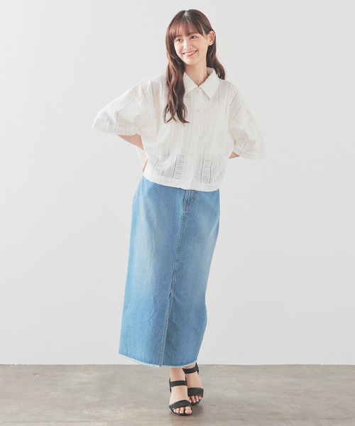 Honeys(ハニーズ)の「レースシャツ(カーディガン/ボレロ・レディース・アイボリー/ブラック/ブルー/ホワイト/オレンジ・L/LL/M/S)」の7枚目の写真