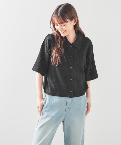 Honeys(ハニーズ)の「レースシャツ(カーディガン/ボレロ・レディース・アイボリー/ブラック/ブルー/ホワイト/オレンジ・L/LL/M/S)」の10枚目の写真