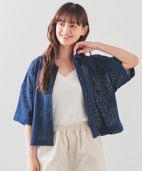 Honeys(ハニーズ)の「レースシャツ(カーディガン/ボレロ・レディース・アイボリー/ブラック/ブルー/ホワイト/オレンジ・L/LL/M/S)」の14枚目の写真