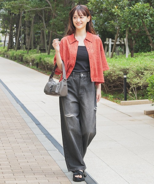 Honeys(ハニーズ)の「レースシャツ(カーディガン/ボレロ・レディース・アイボリー/ブラック/ブルー/ホワイト/オレンジ・L/LL/M/S)」の16枚目の写真