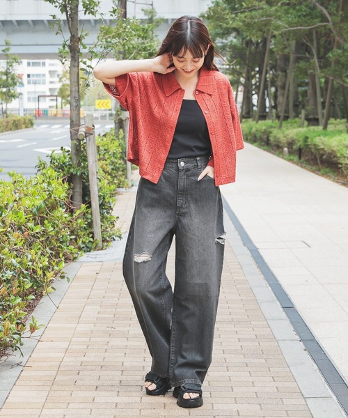 Honeys(ハニーズ)の「レースシャツ(カーディガン/ボレロ・レディース・アイボリー/ブラック/ブルー/ホワイト/オレンジ・L/LL/M/S)」の17枚目の写真