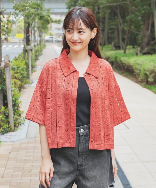 Honeys(ハニーズ)の「レースシャツ(カーディガン/ボレロ・レディース・アイボリー/ブラック/ブルー/ホワイト/オレンジ・L/LL/M/S)」の20枚目の写真