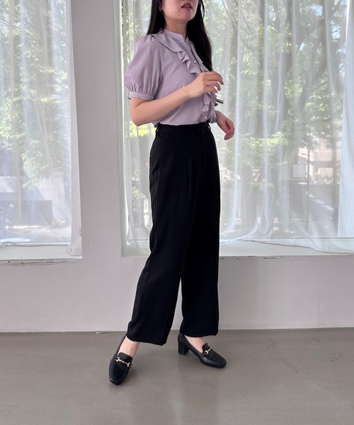 MISCH MASCH（ミッシュマッシュ）の「ハイウエストスラックスパンツ（スラックス・レディース・アイボリー/ピンク/ブラック・マルチサイズ）」の4枚目の写真