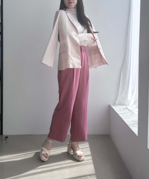 MISCH MASCH（ミッシュマッシュ）の「ハイウエストスラックスパンツ（スラックス・レディース・アイボリー/ピンク/ブラック・マルチサイズ）」の7枚目の写真