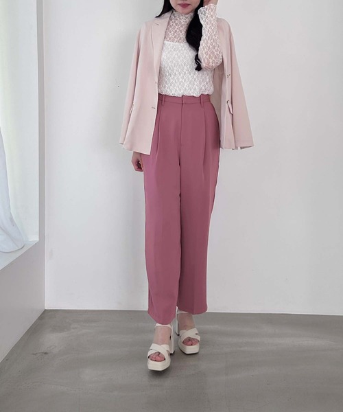 MISCH MASCH（ミッシュマッシュ）の「ハイウエストスラックスパンツ（スラックス・レディース・アイボリー/ピンク/ブラック・マルチサイズ）」の8枚目の写真