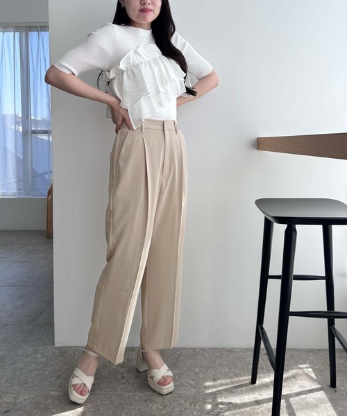 MISCH MASCH（ミッシュマッシュ）の「ハイウエストスラックスパンツ（スラックス・レディース・アイボリー/ピンク/ブラック・マルチサイズ）」の14枚目の写真