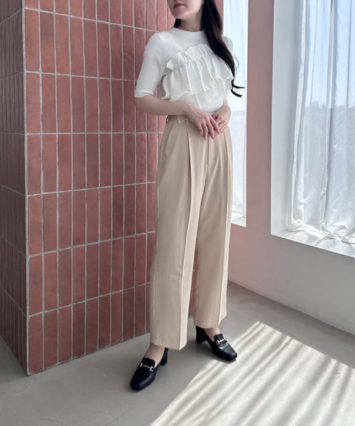 MISCH MASCH（ミッシュマッシュ）の「ハイウエストスラックスパンツ（スラックス・レディース・アイボリー/ピンク/ブラック・マルチサイズ）」の16枚目の写真