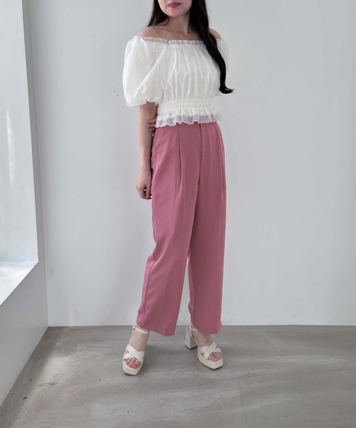 MISCH MASCH（ミッシュマッシュ）の「ハイウエストスラックスパンツ（スラックス・レディース・アイボリー/ピンク/ブラック・マルチサイズ）」の5枚目の写真