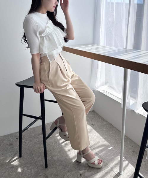 MISCH MASCH（ミッシュマッシュ）の「ハイウエストスラックスパンツ（スラックス・レディース・アイボリー/ピンク/ブラック・マルチサイズ）」の12枚目の写真