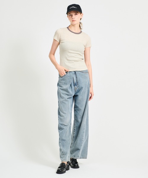 GOOD PEOPLE GOOD STITCHING GOOD PRODUCT（グッドピープルグッドスティッチンググッドプロダクト）の「GOOD PEOPLE GOOD STITCHING GOOD PRODUCT for ESTNATION / テレコTシャツ（Tシャツ/カットソー・レディース・ブラック/グレー系その他/ライトグリーン・FREE）」の6枚目の写真