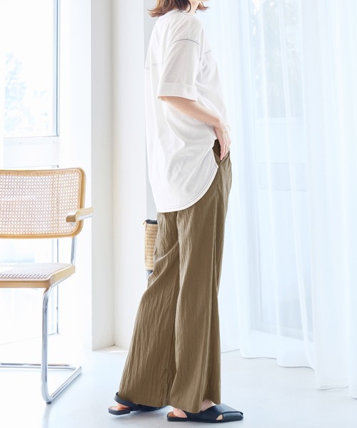 Viola e Viola(ヴィオラエヴィオラ)の「マイナス3kg見え!さらさらイージーフレアパンツ(その他パンツ・レディース・カーキ/ブラック・3L/LL/L/M)」の9枚目の写真