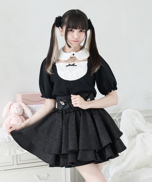 Pal elfy（パルエルフィー）の「襟付きエプロンプルオーバー（Tシャツ/カットソー・レディース・オフホワイト/グレー/ブラック・フリー）」の2枚目の写真