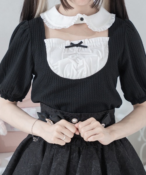 Pal elfy（パルエルフィー）の「襟付きエプロンプルオーバー（Tシャツ/カットソー・レディース・オフホワイト/グレー/ブラック・フリー）」の17枚目の写真