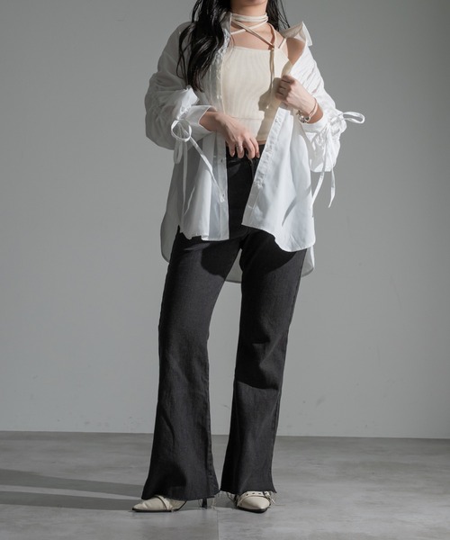 apres jour mignon（アプレジュールミニョン）の「袖ドロストシャーリングシャツ【ZOZOTOWN限定アイテム】（シャツ/ブラウス・レディース・オフホワイト/ブルー/イエロー・フリー/X-LARGE）」の22枚目の写真