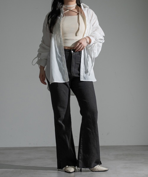 apres jour mignon（アプレジュールミニョン）の「袖ドロストシャーリングシャツ【ZOZOTOWN限定アイテム】（シャツ/ブラウス・レディース・オフホワイト/ブルー/イエロー・フリー/X-LARGE）」の12枚目の写真