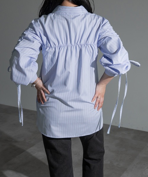 apres jour mignon（アプレジュールミニョン）の「袖ドロストシャーリングシャツ【ZOZOTOWN限定アイテム】（シャツ/ブラウス・レディース・オフホワイト/ブルー/イエロー・フリー/X-LARGE）」の16枚目の写真
