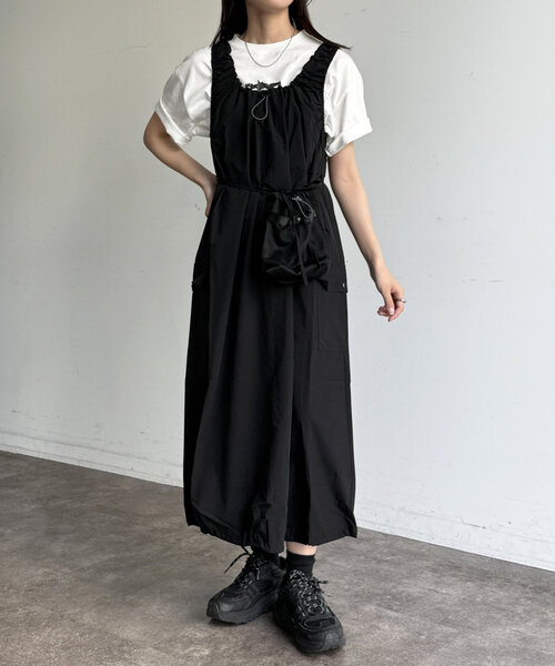 セール】【フェス2点セット】ストレッチナイロンパッカブルワンピース