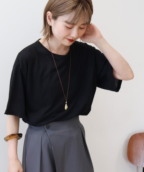 AMERICAN HOLIC(アメリカンホリック)の「シアーボックスTシャツ(Tシャツ/カットソー・レディース・ライトブルー/ブラック/オフホワイト/ブラウン・L/M)」の1枚目の写真