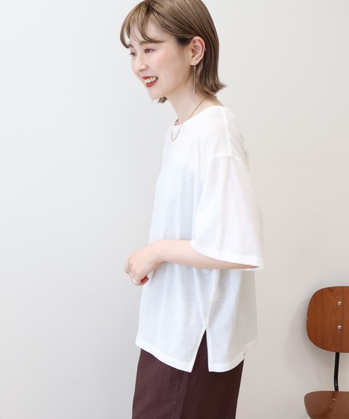 AMERICAN HOLIC(アメリカンホリック)の「シアーボックスTシャツ(Tシャツ/カットソー・レディース・ライトブルー/ブラック/オフホワイト/ブラウン・L/M)」の15枚目の写真