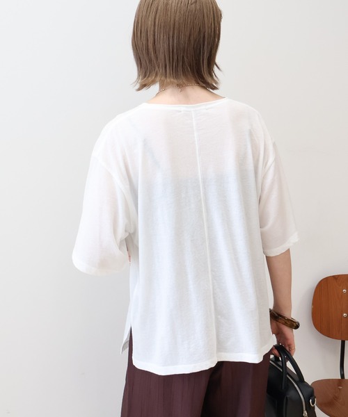 AMERICAN HOLIC(アメリカンホリック)の「シアーボックスTシャツ(Tシャツ/カットソー・レディース・ライトブルー/ブラック/オフホワイト/ブラウン・L/M)」の16枚目の写真