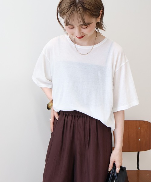 AMERICAN HOLIC(アメリカンホリック)の「シアーボックスTシャツ(Tシャツ/カットソー・レディース・ライトブルー/ブラック/オフホワイト/ブラウン・L/M)」の17枚目の写真