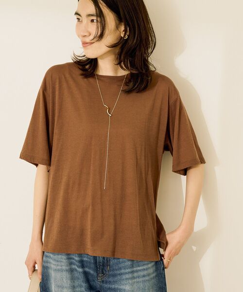 AMERICAN HOLIC(アメリカンホリック)の「シアーボックスTシャツ(Tシャツ/カットソー・レディース・ライトブルー/ブラック/オフホワイト/ブラウン・L/M)」の8枚目の写真