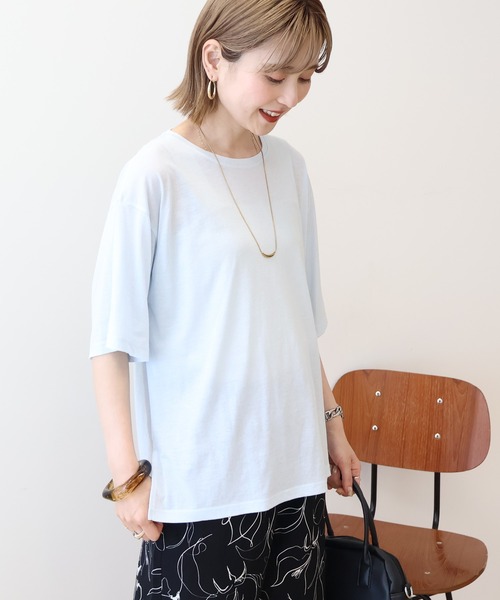 AMERICAN HOLIC(アメリカンホリック)の「シアーボックスTシャツ(Tシャツ/カットソー・レディース・ライトブルー/ブラック/オフホワイト/ブラウン・L/M)」の20枚目の写真