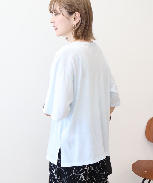 AMERICAN HOLIC(アメリカンホリック)の「シアーボックスTシャツ(Tシャツ/カットソー・レディース・ライトブルー/ブラック/オフホワイト/ブラウン・L/M)」の22枚目の写真
