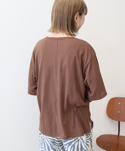 AMERICAN HOLIC(アメリカンホリック)の「シアーボックスTシャツ(Tシャツ/カットソー・レディース・ライトブルー/ブラック/オフホワイト/ブラウン・L/M)」の7枚目の写真