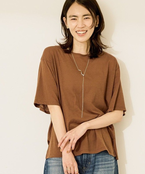 AMERICAN HOLIC(アメリカンホリック)の「シアーボックスTシャツ(Tシャツ/カットソー・レディース・ライトブルー/ブラック/オフホワイト/ブラウン・L/M)」の9枚目の写真