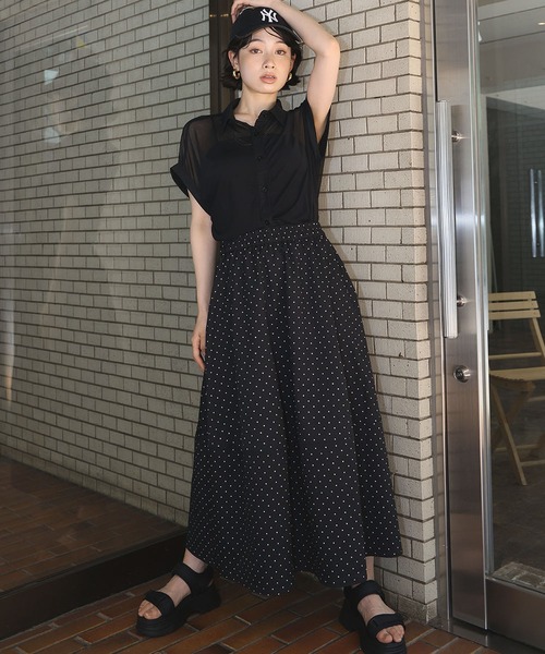 Ampirula(アンピルーラ)の「メッシュシャツブラウス(シャツ/ブラウス・レディース・ブラック/チャコールグレー/ホワイト・FREE)」の12枚目の写真