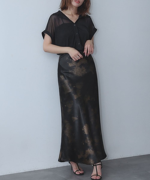 Ampirula(アンピルーラ)の「メッシュシャツブラウス(シャツ/ブラウス・レディース・ブラック/チャコールグレー/ホワイト・FREE)」の16枚目の写真